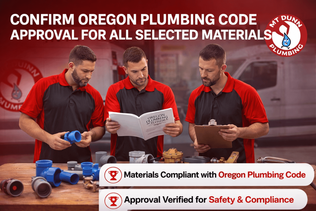 Confirm Oregon Plumbing Code Approval for All Selected Materials