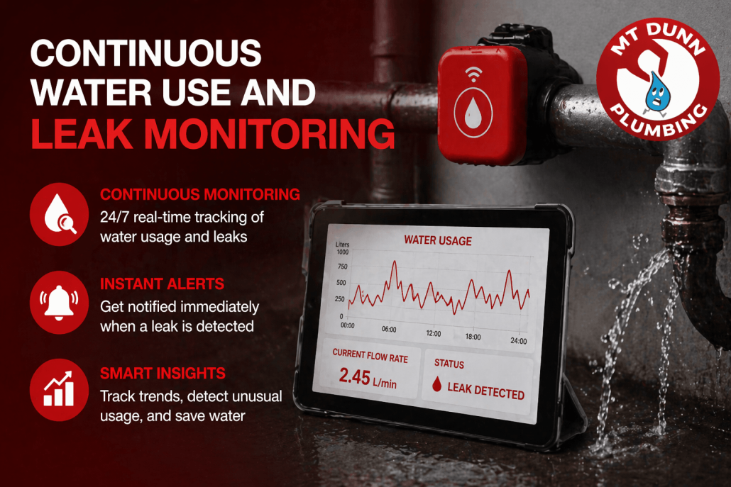 Continuous Water Use and Leak Monitoring with Advanced Detection Support