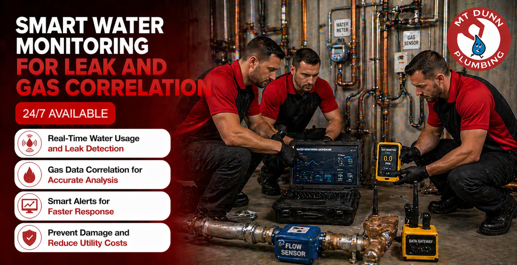 Smart Water Monitoring for Leak and Gas Correlation