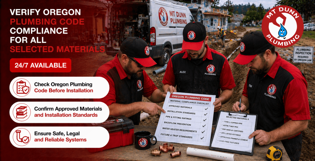 Verify Oregon Plumbing Code Compliance For All Selected Materials