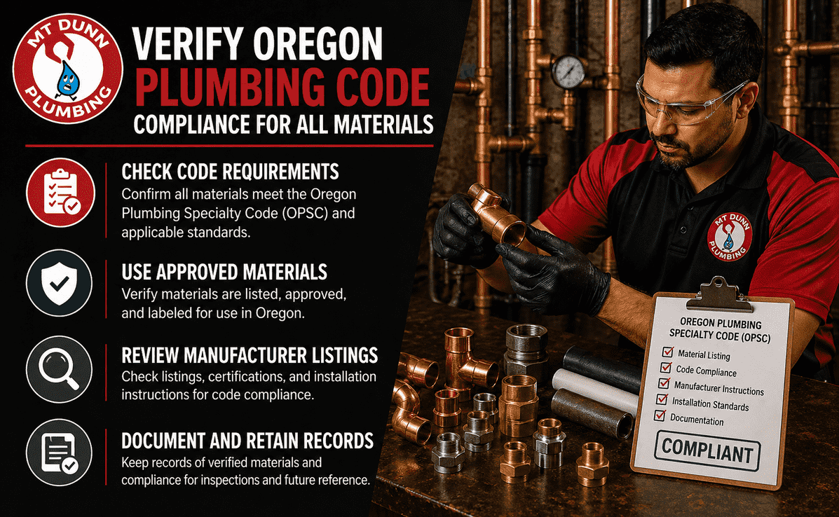 Verify Oregon Plumbing Code Compliance for All Materials