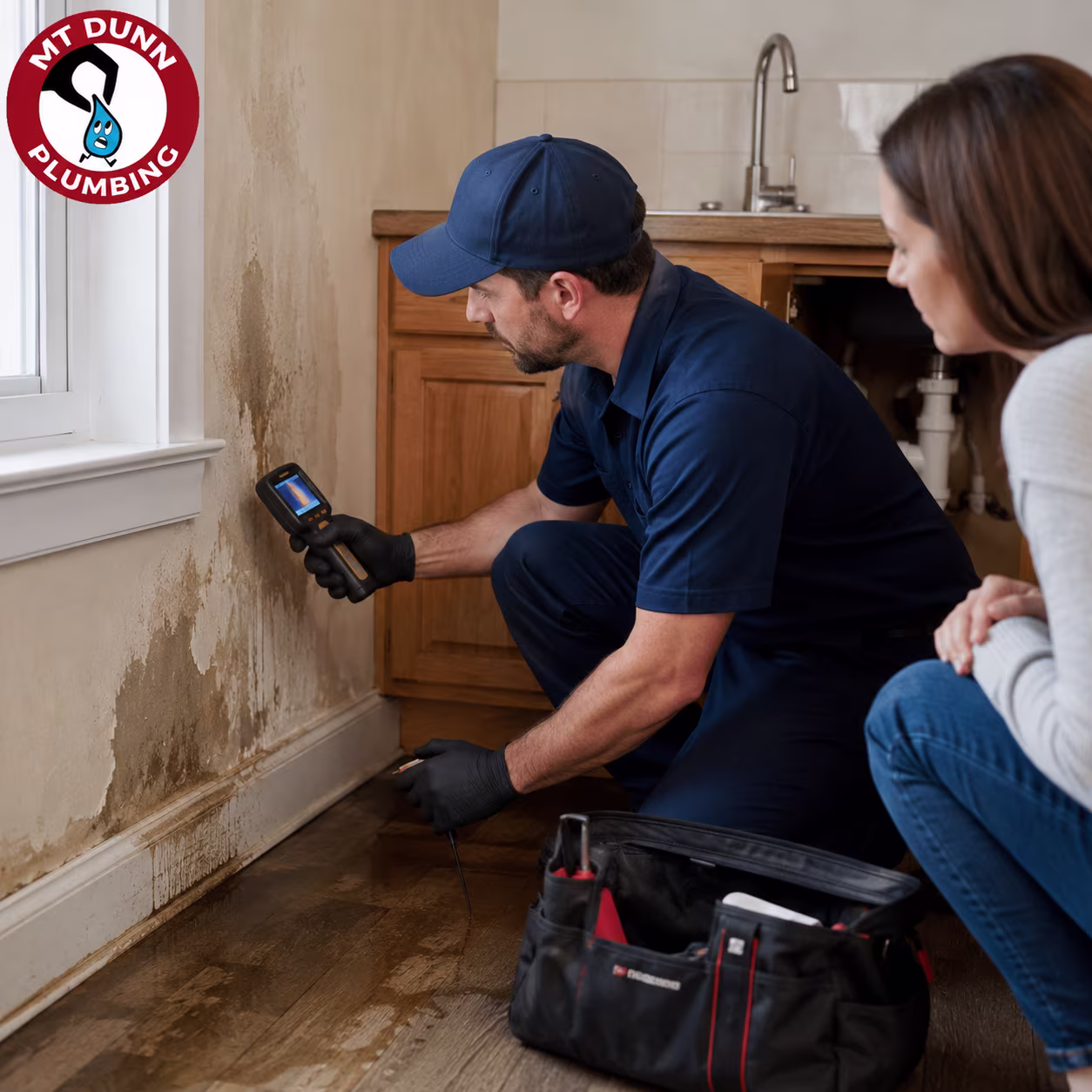 Hillsboro plumber inspecting damp areas and hidden signs of a residential water leak