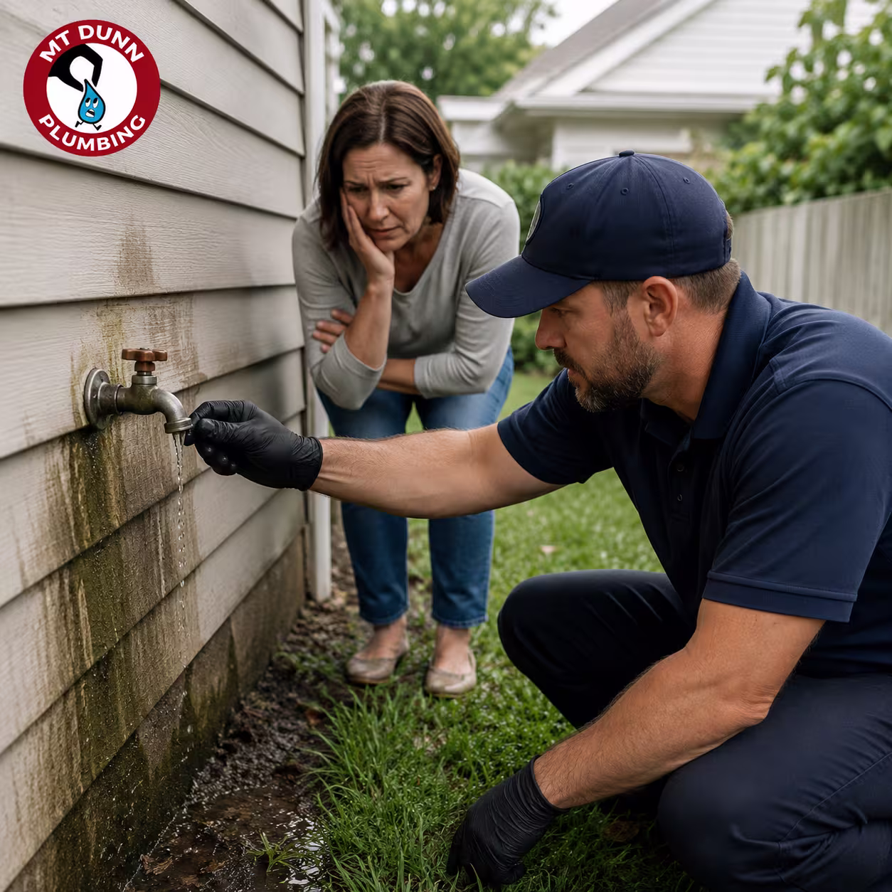 Leaking hose bib allowing moisture to enter the siding and wall cavity