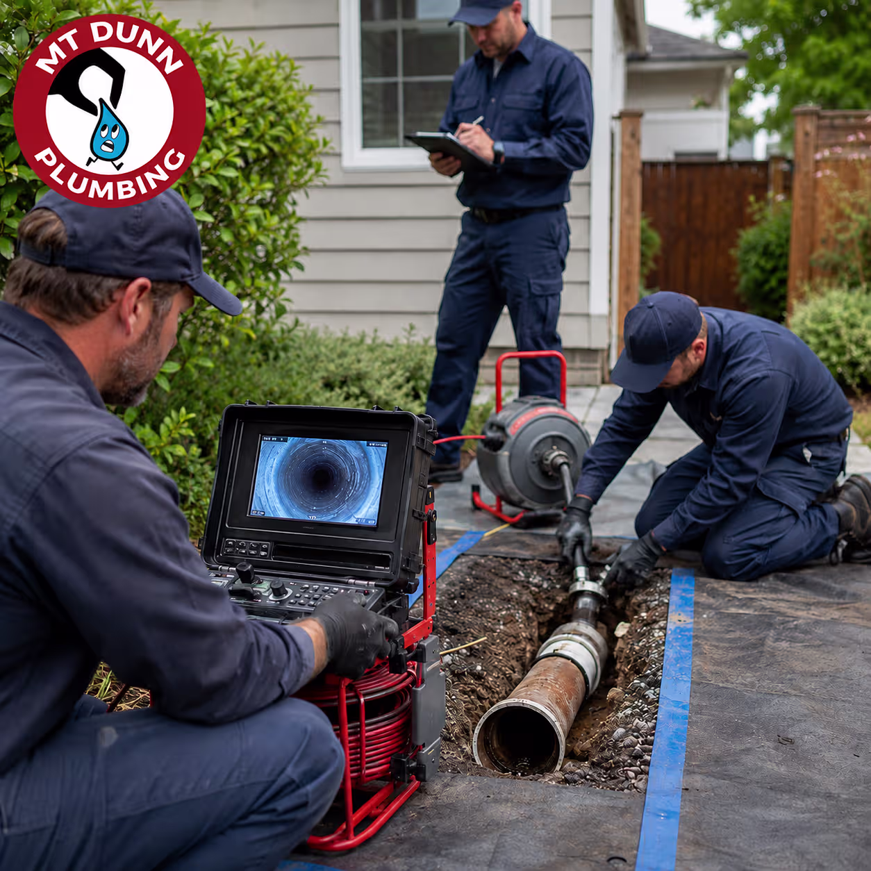 Plumber diagnosing a residential sewer line problem in Hillsboro, Oregon