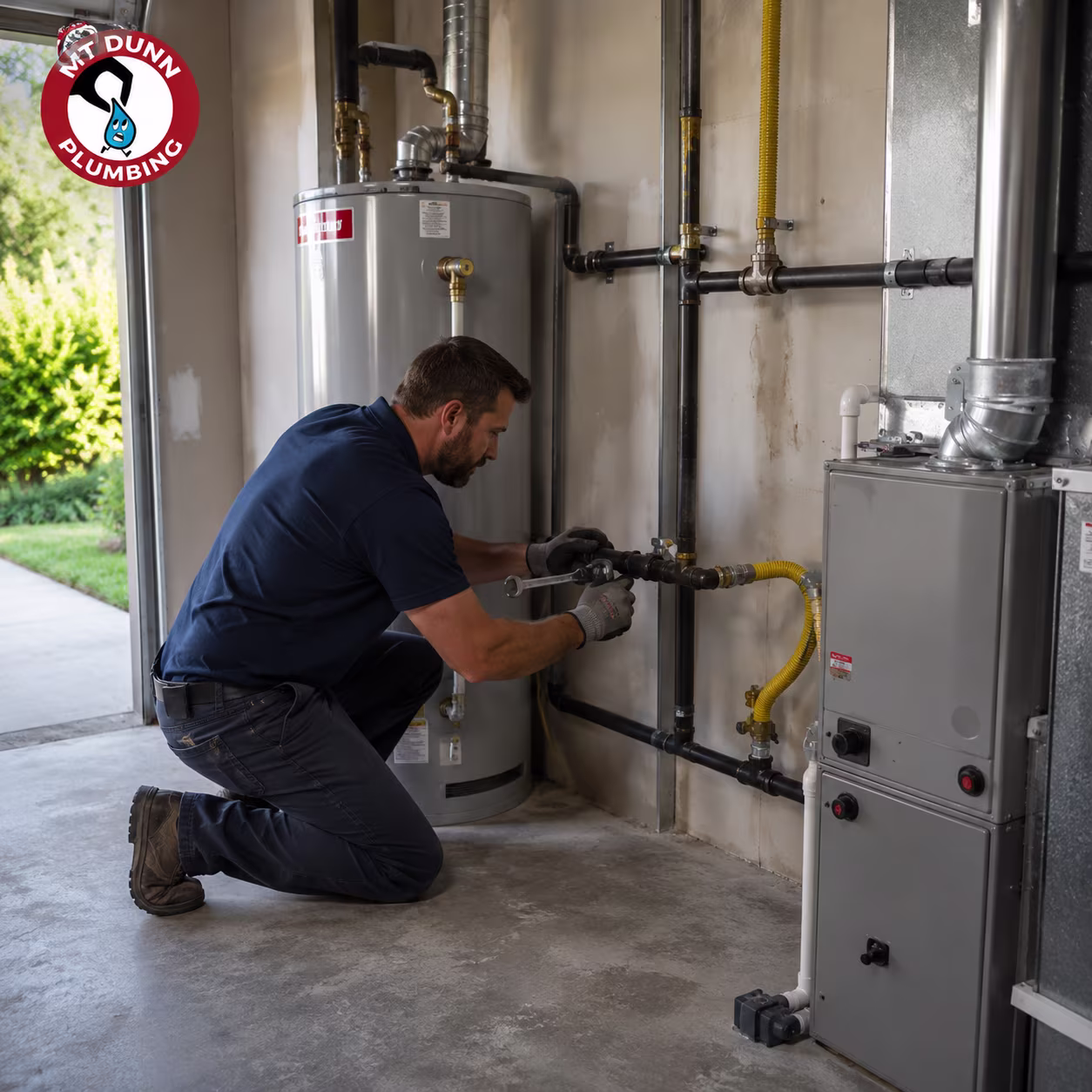 Plumber installing gas piping for a water heater, fireplace, range, or outdoor appliance