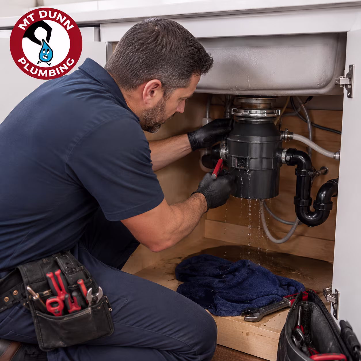 Technician diagnosing water pressure, corrosion, and damaged seals behind a recurring sink leak