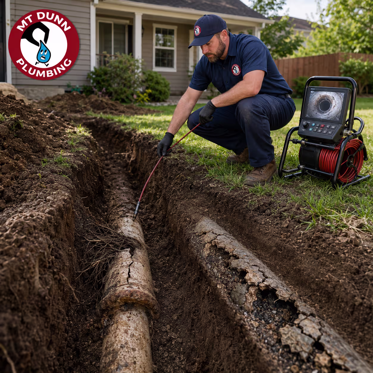 Trenchless sewer repair protecting mature landscaping around an older Hillsboro home